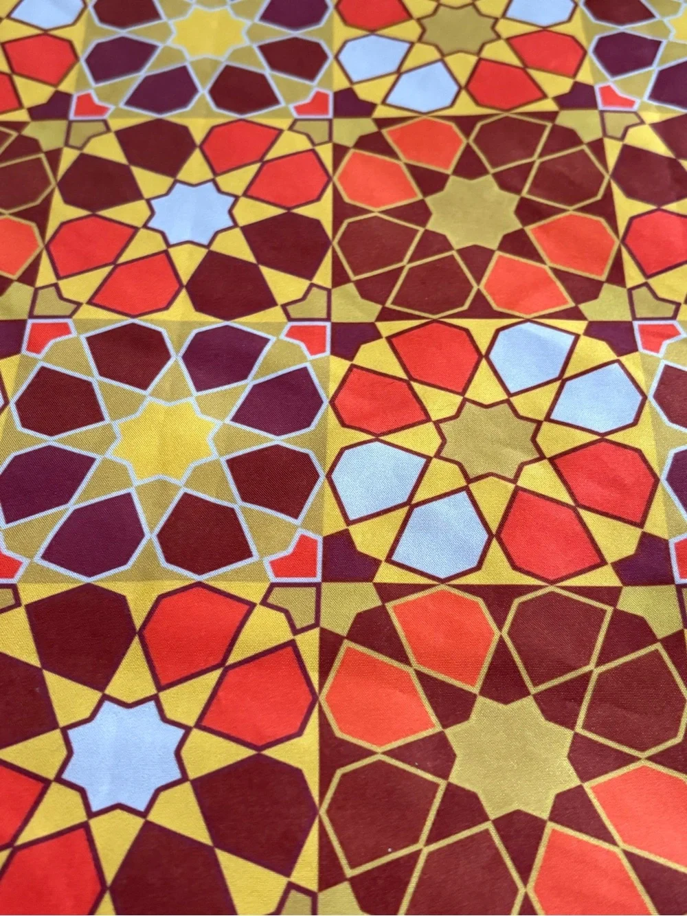 Boho geometric star mosaic curtains 29x63 2 panels orange/red/gold Moroccan vibe